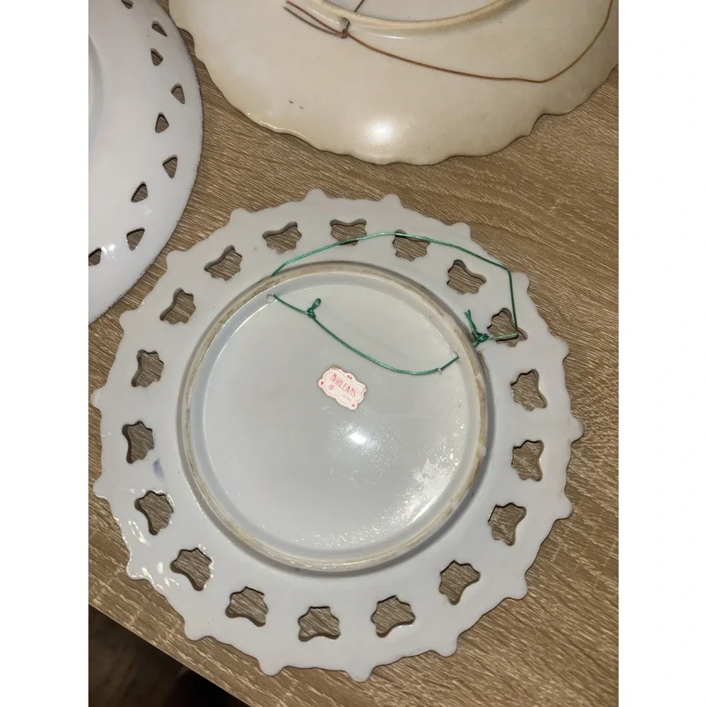 Vintage Mid-Century Japanese Reticulated Decorative Wall 3Plates Norleans Ucagco